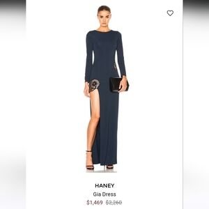 Haney GIA navy maxi cut out gown women's size 10